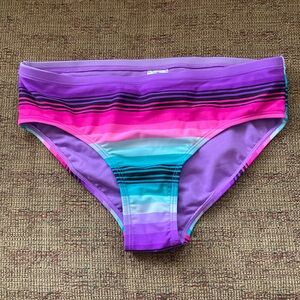 NWOT Gerry Multicolored Striped Hydrangea Bikini Bottoms, Girls Size 16